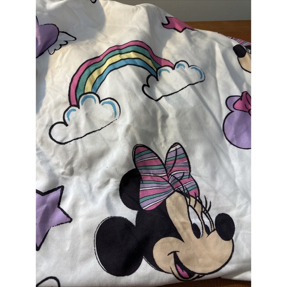 Disney Other - Disney Minnie Mouse Rainbow Full Fitted Sheet Bedding Fabric Whimsical Fun
